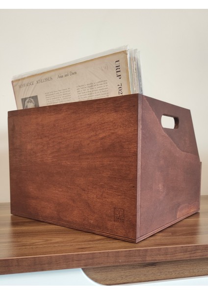 Ahşap LP Plak Sandığı 12" - Organizer Kutu - Wooden LP Record Box 12"