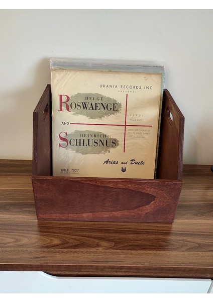 Ahşap LP Plak Sandığı 12" - Organizer Kutu - Wooden LP Record Box 12"