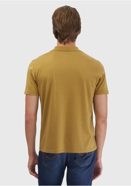Yağ Yeşili Düz Polo Yaka Pamuk Karışımlı T-Shirt indirimleri