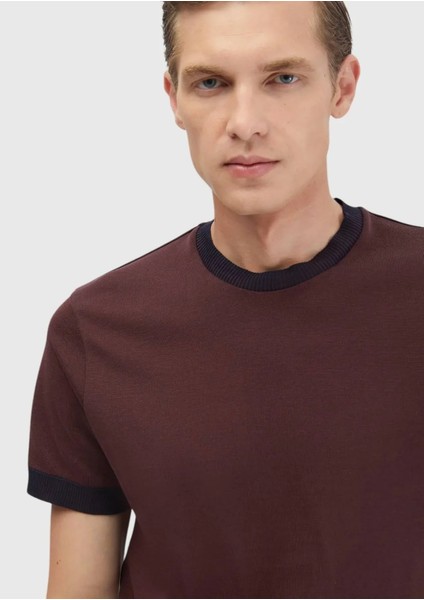 Kiremit Düz Bisiklet Yaka %100 Pamuk T-Shirt modelleri