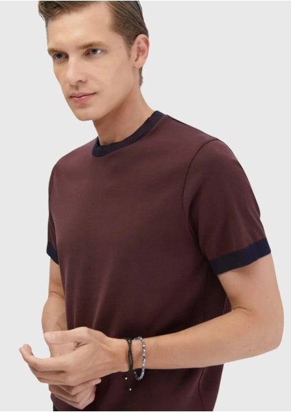 Kiremit Düz Bisiklet Yaka %100 Pamuk T-Shirt fırsatları