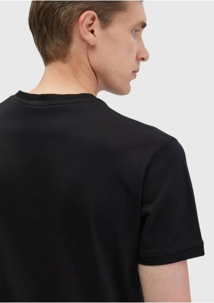 Siyah Düz Bisiklet Yaka %100 Pamuk T-Shirt fırsatları