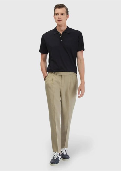 Siyah Düz Polo Yaka Pamuk Karışımlı T-Shirt fiyatları