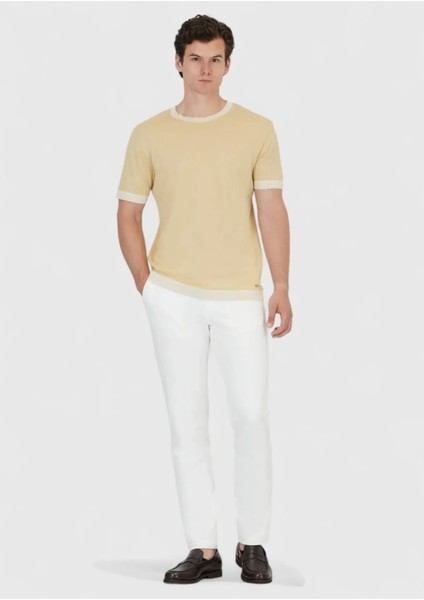 Safran Düz Bisiklet Yaka %100 Pamuk T-Shirt fiyatları