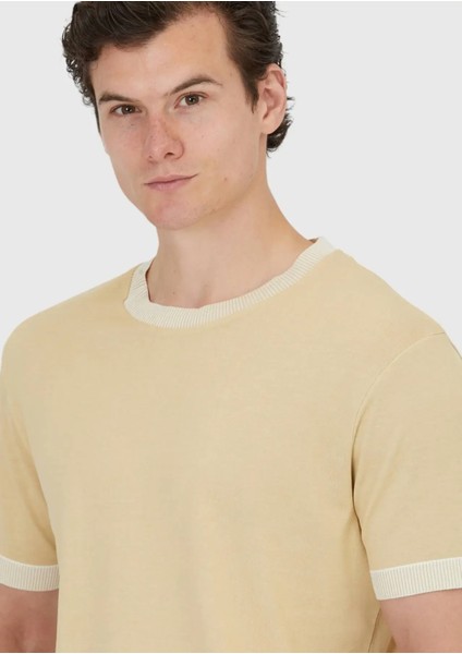 Safran Düz Bisiklet Yaka %100 Pamuk T-Shirt modelleri