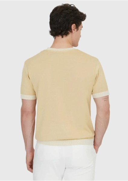 Safran Düz Bisiklet Yaka %100 Pamuk T-Shirt indirimleri