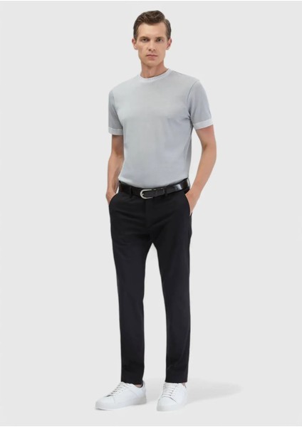 Açık Gri Düz Bisiklet Yaka %100 Pamuk T-Shirt fiyatları