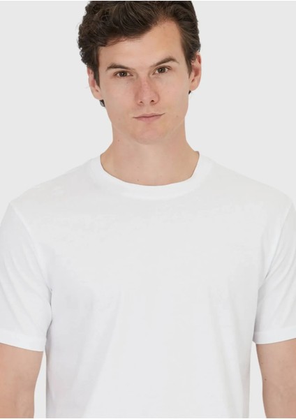 Beyaz Düz Bisiklet Yaka %100 Pamuk T-Shirt modelleri