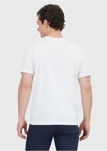 Beyaz Düz Bisiklet Yaka %100 Pamuk T-Shirt indirimleri