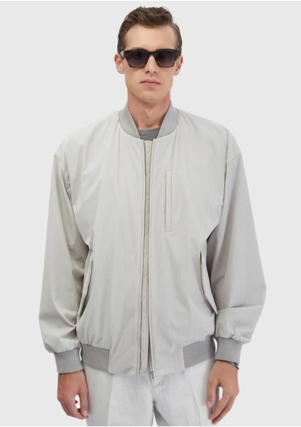 Açık Gri Regular Fit Dik Yaka Casual Dokuma Mont modelleri