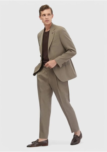 Açık Kahve Düz Zeroweight Slim Fit Takım Elbise modelleri