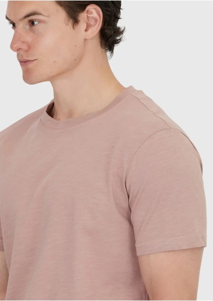Gül Kurusu Düz Bisiklet Yaka %100 Pamuk T-Shirt modelleri