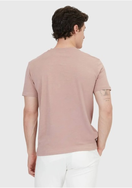 Gül Kurusu Düz Bisiklet Yaka %100 Pamuk T-Shirt indirimleri