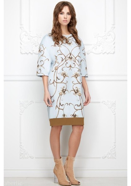 Gri Yarım Kollu Monogram Elbise 38 Beden fiyatları