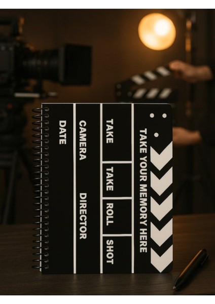 Öğrenci ve Ofis Kullanımı Için Uygun Film Klaketi Tasarımlı Spiralli Çizgili Defter 80 Yaprak