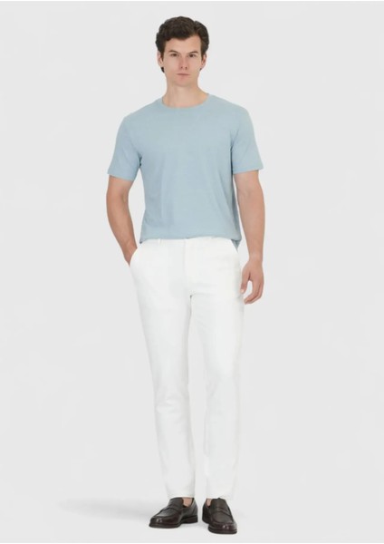 Mavi Düz Bisiklet Yaka %100 Pamuk T-Shirt fiyatları