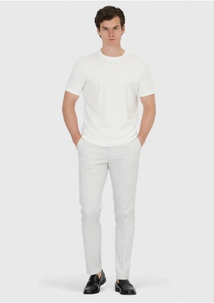 Ekru Düz Bisiklet Yaka %100 Pamuk T-Shirt fiyatları