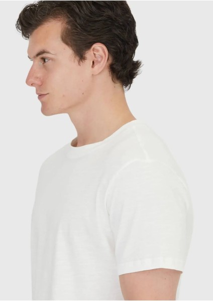 Ekru Düz Bisiklet Yaka %100 Pamuk T-Shirt fırsatları