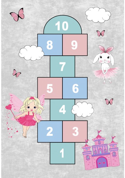 Dijital Baskılı Dekoratif Kaymaz Taban Yıkanabilir Kız Çocuk Seksek Temalı Modern Çocuk Halısı modelleri