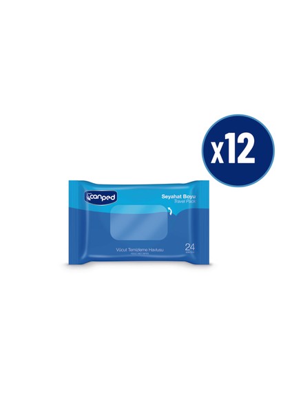 Vücut Temizleme Havlusu Seyahat Paket 24’lü x 12 Adet