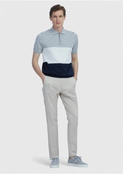 Lacivert Polo Yaka Çizgili Pamuk Karışımlı Triko fiyatları