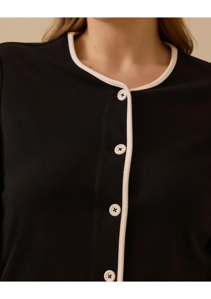 Büyük Beden Biye Detaylı Düğmeli Hırka Gala-Xi modelleri