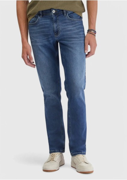 Indigo Düz Slim Fit Denim Pamuk Karışımlı Pantolon fiyatları