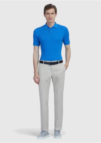 Mavi Polo Yaka Jakarlı Pamuk Karışımlı Triko fiyatları