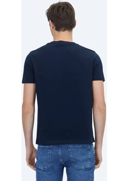 Lacivert Düz Bisiklet Yaka %100 Pamuk T-Shirt indirimleri