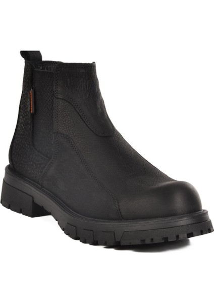 260006 M Siyah Nubuk Hakiki Deri Erkek Bot
