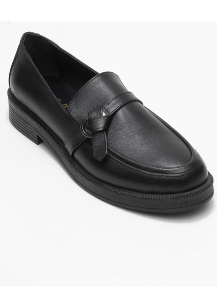 Galea Siyah Cilt Tokalı Hakiki Deri Kadın Loafer Ayakkabı modelleri