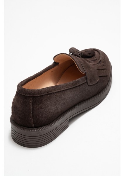 Milina Kahverengi Süet Püsküllü Hakiki Deri Kadın Loafer Ayakkabı indirimleri