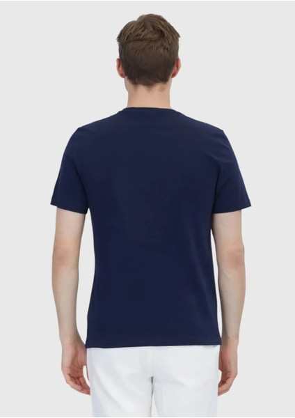 Lacivert Düz Bisiklet Yaka %100 Pamuk T-Shirt fırsatları