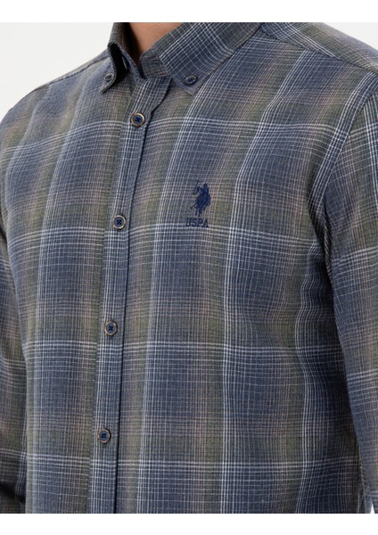 Erkek Koyu Yeşil Gömlek Desenli 50293480-VR079