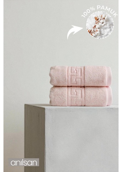 2'li Pudra Greek El Havlusu - 50X90 Cm, 225 Gr, %100 Pamuk, Spa ve Otel Havlusu, Günlük Kullanıma Uygun