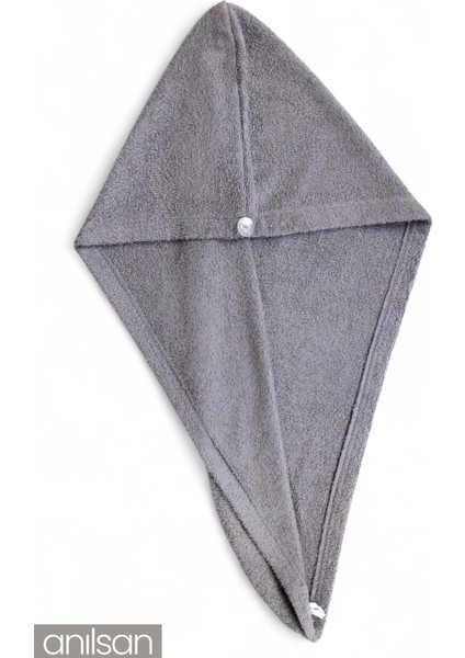 %100 Pamuk Antrasit Havlu Bone Saç Kurutma Bonesi Kafa Havlusu Duş Banyo Bonesi Islak Saç Kurulama Bone