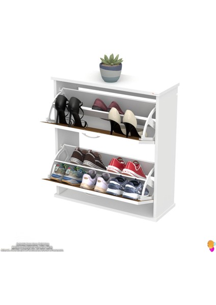 UMAY Asma Kapı Önü 72 x 78 x 25,5 cm’ lik 2 Düşer Kapak 4 Göz Raf Bölmeli Ayakkabılık indirimleri