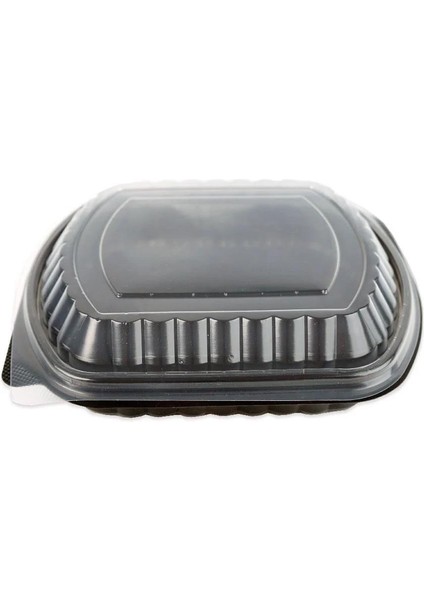 Şeffaf Kapaklı Sıcak Soğuk Isıya Dayanıklı Yemek Salata Kabı Kutusu - Kare - 21X25 Cm. - 30 Adet