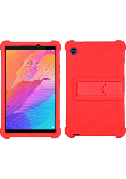Huawei MatePad T8 8-inç 2020(KOB2-L09/W09) için Koruyucu Kapak,PC Kickstand-Kırmızı ile Yumuşak Silikon Tablet Kılıfı (Yurt Dışından)