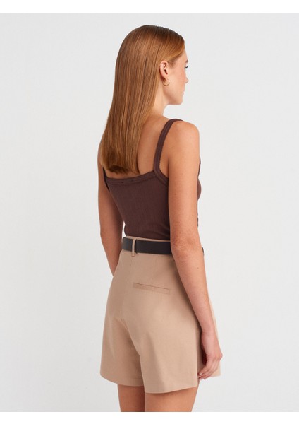 72154 Lyocell Karışımlı Chino Şort-Koyu Bej fiyatları