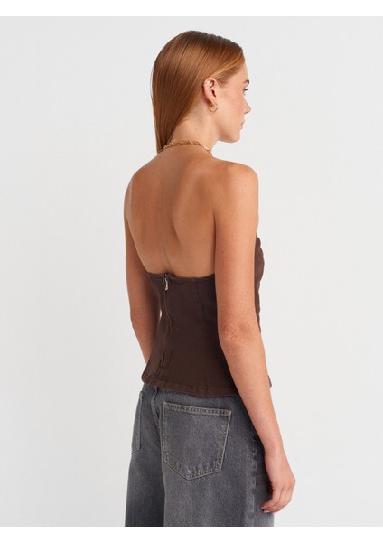 50880 Straplez Peplum Top-Kahve fiyatları