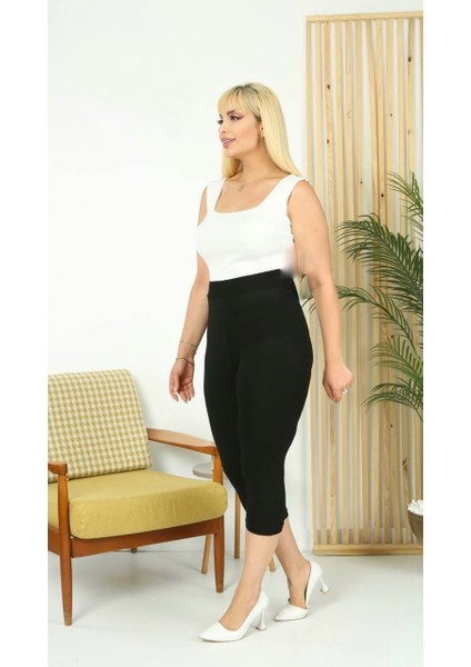 Kadın Büyük Beden Yüksek Bel Viskon Kapri Tayt fiyatları