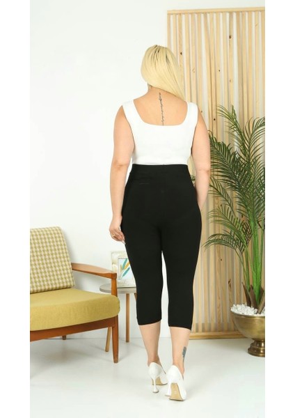 Kadın Büyük Beden Yüksek Bel Viskon Kapri Tayt modelleri