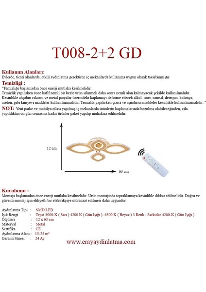 008-4 Sarı Dimmer Kumandalı LED Avize fırsatları