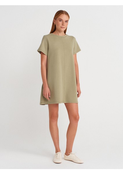 91523 Kısa Kollu Mini Elbise-Çağla fırsatları