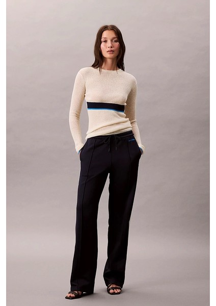 Parlak Görünümlü Penye Eşofman Altı Kadın Siyah Eşofman Altı LV144C239G-CEF