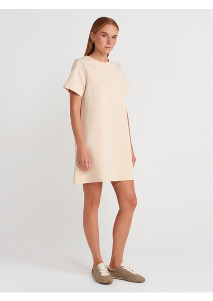 91523 Kısa Kollu Mini Elbise-Taş fırsatları