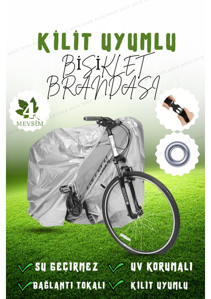 Kilit Uyumlu Gri Bisiklet Brandası (4 Mevsim)