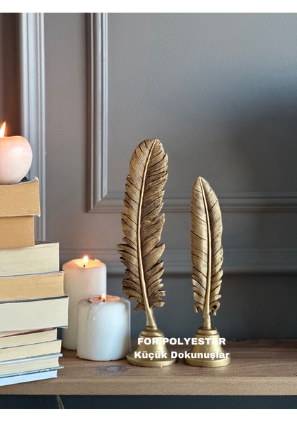 2’li Tüy Biblo Set Dekoratif Aksesuar Masa Üstü Ev / Ofis Dekor/raf / Kitaplık Dekorasyon