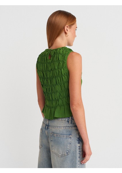 50845 Kolsuz Crop Bluz-Yeşil fiyatları